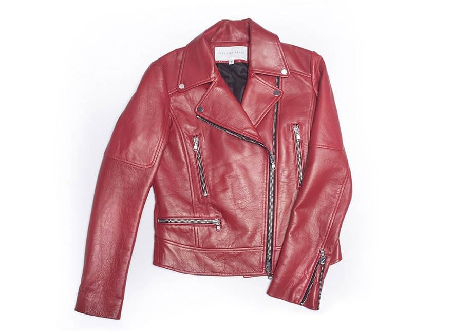 Veronica Beard Mica Red Leather Jacket
