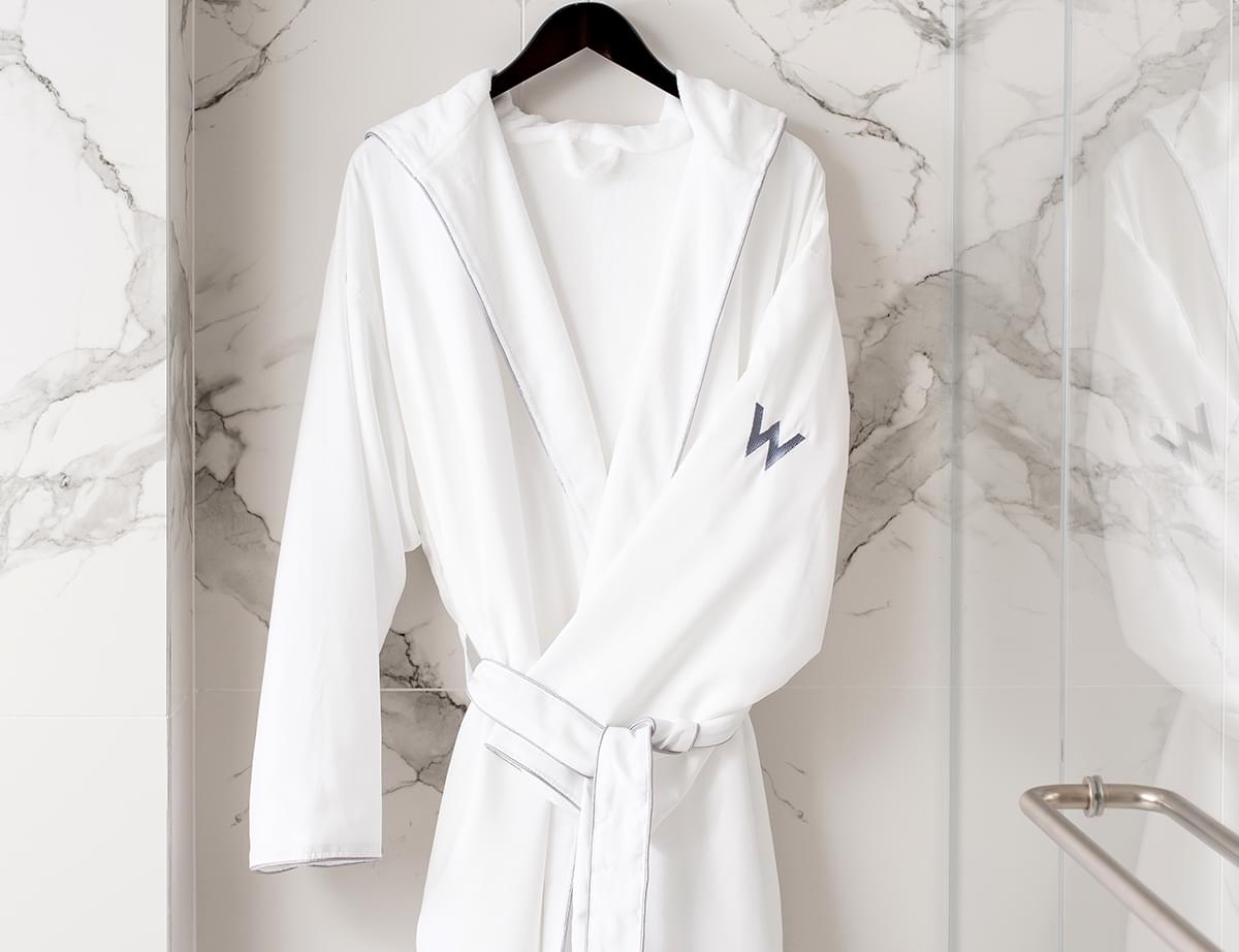 Grey Trim Hooded Robe  Buy 100% Cotton Robes, Towels and More From W Hotels
