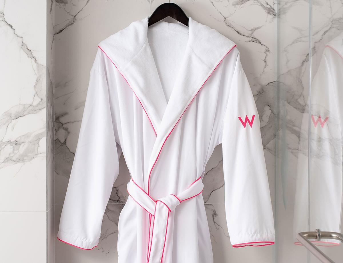 W Hotels The Store Pink Trim Hooded Robe